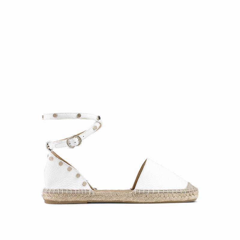 Russell & Bromley Coin Wrap Ankle Wrap Espadrilles Womens White [YRC4743XZ]